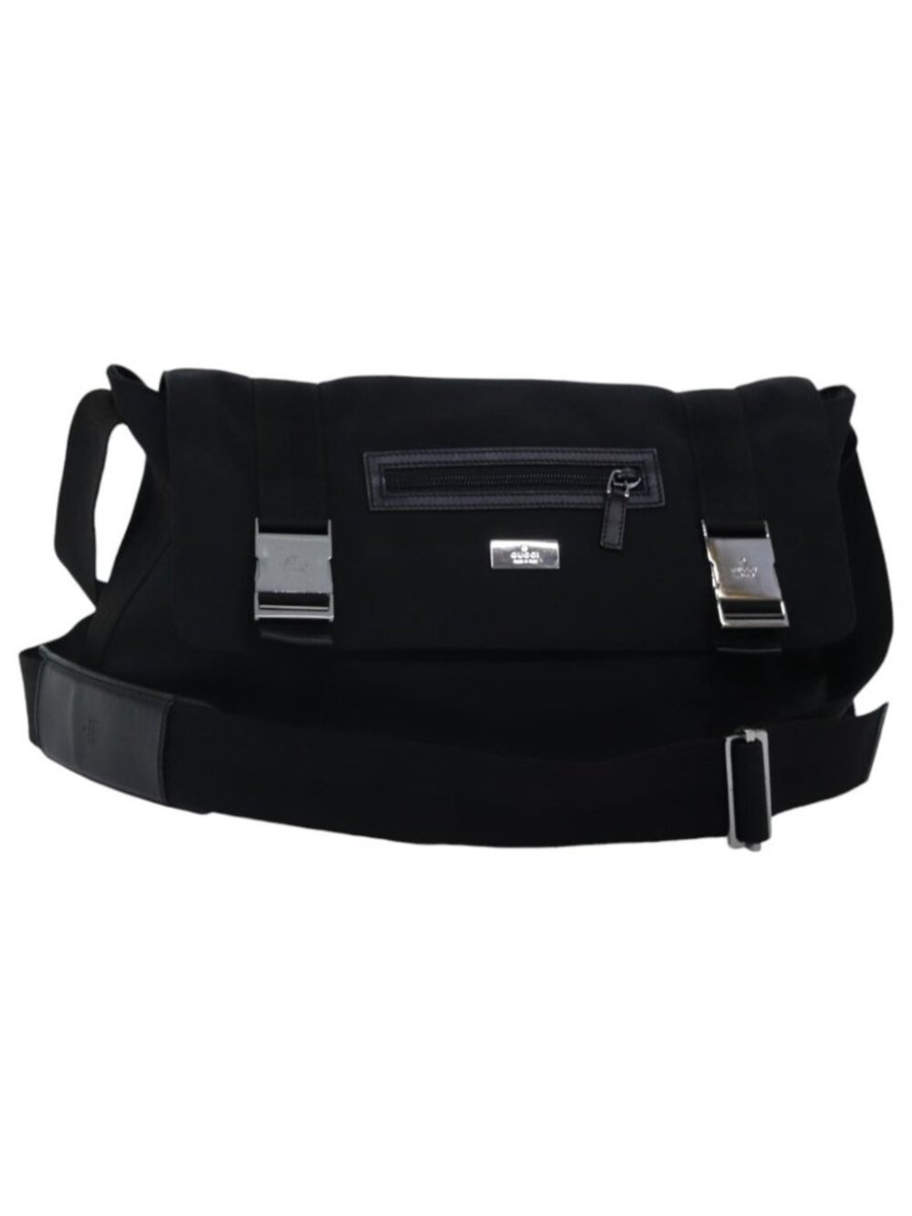 GUCCI Shoulder Bag Nylon Black Silver 122374